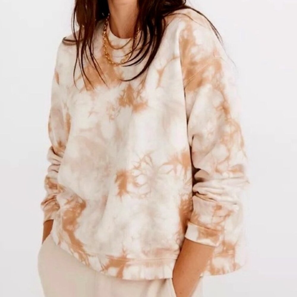 MADEWELL Tie-Dye (Re)sourced Swing Sweatshirt in Natural (Brown Ivory)